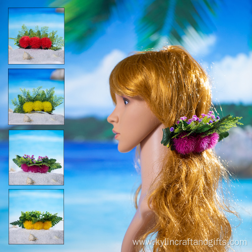 Artificial 3-Lehua Flower Hair Clip